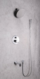 Lexora Salamonio Set, 8" Round Rain Shower and Handheld, Chrome LSS11011CH