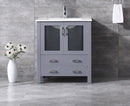 Lexora Volez 30" Dark Grey Single Vanity, Integrated Top, White Integrated Square Sink and no Mirror LV341830SBES000
