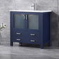 Lexora Volez 36" Navy Blue Single Vanity, Integrated Top, White Integrated Square Sink and no Mirror LV341836SEES000