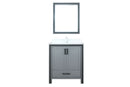 Lexora Ziva 30" Dark Grey Single Vanity, Cultured Marble Top, White Square Sink and 28" Mirror LZV352230SBJSM28