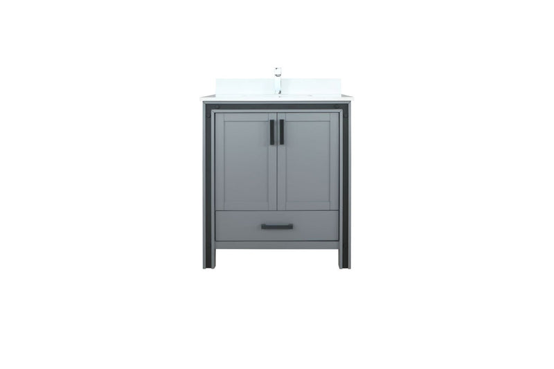 Lexora Ziva 30" Dark Grey Single Vanity, Cultured Marble Top, White Square Sink and no Mirror LZV352230SBJS000