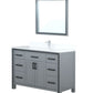 Lexora Ziva 48" Dark Grey Single Vanity, Cultured Marble Top, White Square Sink and 34" Mirror LZV352248SBJSM34