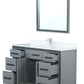 Lexora Ziva 48" Dark Grey Single Vanity, Cultured Marble Top, White Square Sink and 34" Mirror LZV352248SBJSM34