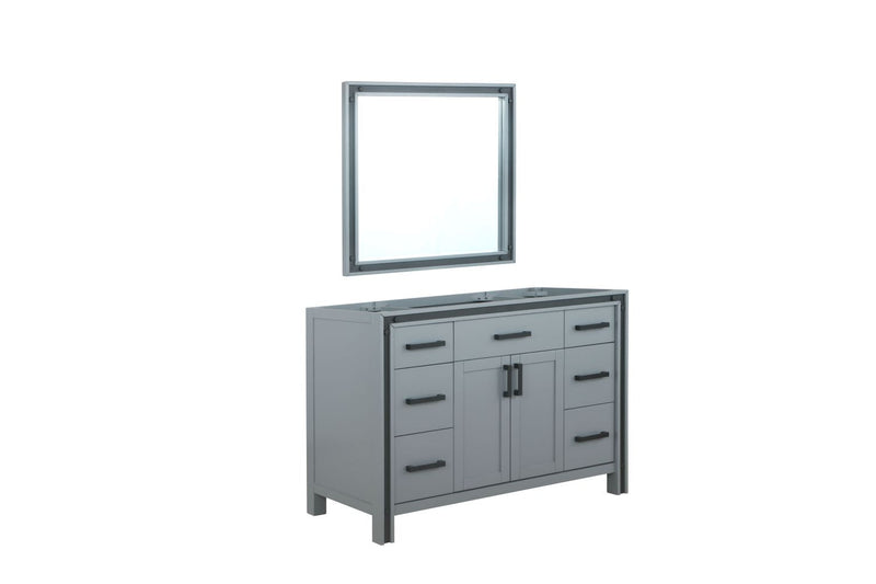 Lexora Ziva 48" Dark Grey Single Vanity, no Top and 34" Mirror LZV352248SB00M34