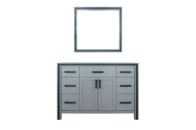 Lexora Ziva 48" Dark Grey Single Vanity, no Top and 34" Mirror LZV352248SB00M34