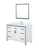 Lexora Ziva 48" White Single Vanity, Cultured Marble Top, White Square Sink and 34" Mirror LZV352248SAJSM34