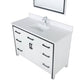 Lexora Ziva 48" White Single Vanity, Cultured Marble Top, White Square Sink and 34" Mirror LZV352248SAJSM34