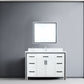 Lexora Ziva 48" White Single Vanity, Cultured Marble Top, White Square Sink and 34" Mirror LZV352248SAJSM34