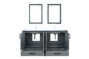 Lexora Ziva 60" Dark Grey Double Vanity, Cultured Marble Top, White Square Sink and 22" Mirrors LZV352260SBJSM22
