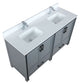 Lexora Ziva 60" Dark Grey Double Vanity, Cultured Marble Top, White Square Sink and no Mirror LZV352260SBJS000