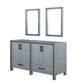 Lexora Ziva 60" Dark Grey Double Vanity, no Top and 22" Mirrors LZV352260SB00M22