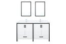 Lexora Ziva 60" White Double Vanity, Cultured Marble Top, White Square Sink and 22" Mirrors LZV352260SAJSM22