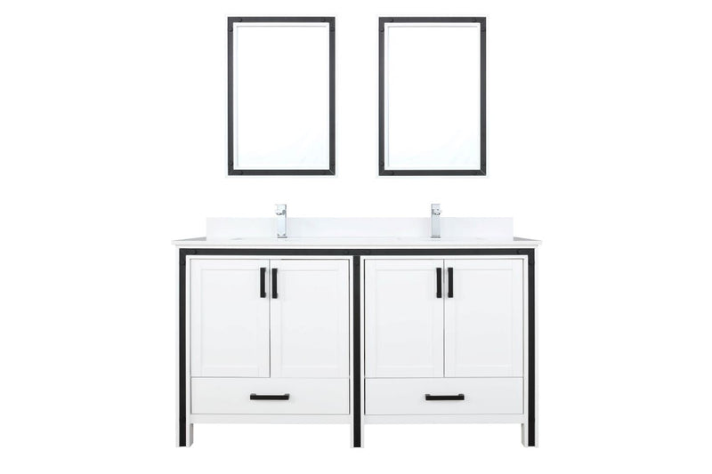 Lexora Ziva 60" White Double Vanity, Cultured Marble Top, White Square Sink and 22" Mirrors LZV352260SAJSM22