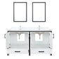 Lexora Ziva 60" White Double Vanity, Cultured Marble Top, White Square Sink and 22" Mirrors LZV352260SAJSM22