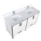 Lexora Ziva 60" White Double Vanity, Cultured Marble Top, White Square Sink and no Mirror LZV352260SAJS000