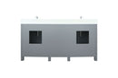 Lexora Ziva 72" Dark Grey Double Vanity, Cultured Marble Top, White Square Sink and no Mirror LZV352272SBJS000