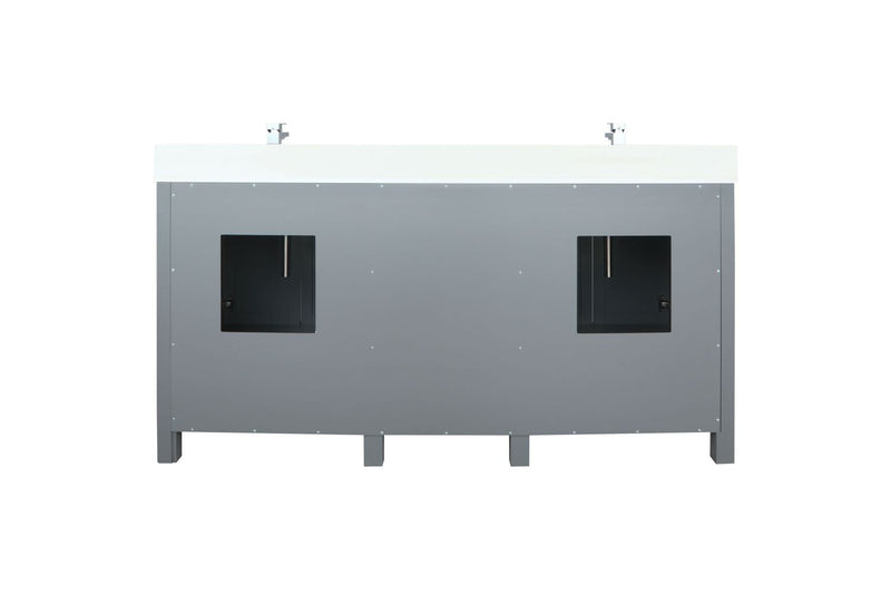 Lexora Ziva 72" Dark Grey Double Vanity, Cultured Marble Top, White Square Sink and no Mirror LZV352272SBJS000