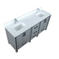 Lexora Ziva 72" Dark Grey Double Vanity, Cultured Marble Top, White Square Sink and no Mirror LZV352272SBJS000