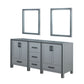 Lexora Ziva 72" Dark Grey Double Vanity, no Top and 30" Mirrors LZV352272SB00M30