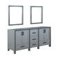 Lexora Ziva 72" Dark Grey Double Vanity, no Top and 30" Mirrors LZV352272SB00M30