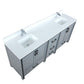 Lexora Ziva 80" Dark Grey Double Vanity, Cultured Marble Top, White Square Sink and no Mirror LZV352280SBJS000