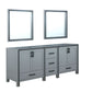 Lexora Ziva 80" Dark Grey Double Vanity, no Top and 30" Mirrors LZV352280SB00M30
