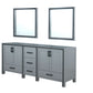 Lexora Ziva 80" Dark Grey Double Vanity, no Top and 30" Mirrors LZV352280SB00M30