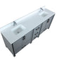 Lexora Ziva 84" Dark Grey Double Vanity, Cultured Marble Top, White Square Sink and no Mirror LZV352284SBJS000