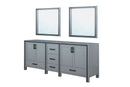 Lexora Ziva 84" Dark Grey Double Vanity, no Top and 34" Mirrors LZV352284SB00M34