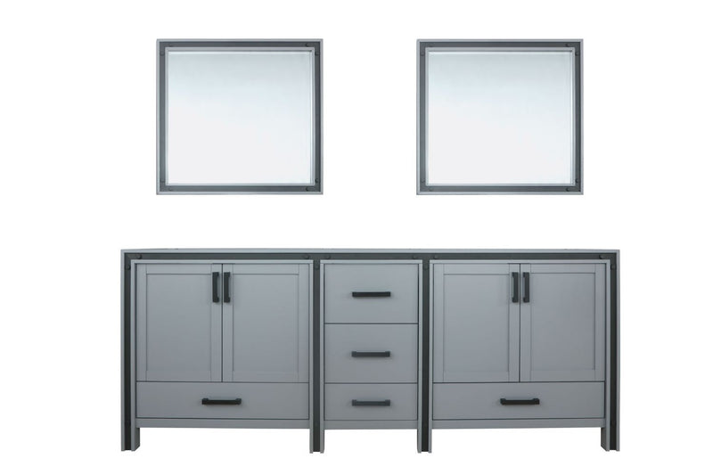 Lexora Ziva 84" Dark Grey Double Vanity, no Top and 34" Mirrors LZV352284SB00M34