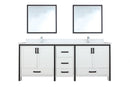 Lexora Ziva 84" White Double Vanity, Cultured Marble Top, White Square Sink and 34" Mirrors LZV352284SAJSM34