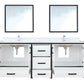 Lexora Ziva 84" White Double Vanity, Cultured Marble Top, White Square Sink and 34" Mirrors LZV352284SAJSM34