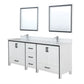 Lexora Ziva 84" White Double Vanity, Cultured Marble Top, White Square Sink and 34" Mirrors LZV352284SAJSM34