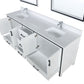 Lexora Ziva 84" White Double Vanity, Cultured Marble Top, White Square Sink and 34" Mirrors LZV352284SAJSM34