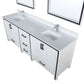 Lexora Ziva 84" White Double Vanity, Cultured Marble Top, White Square Sink and 34" Mirrors LZV352284SAJSM34