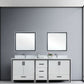 Lexora Ziva 84" White Double Vanity, Cultured Marble Top, White Square Sink and 34" Mirrors LZV352284SAJSM34