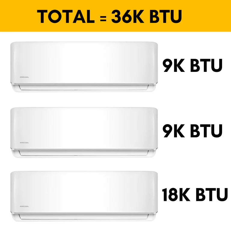 MRCOOL DIY 4th Generation Mini Split 36K BTU 3 Zone Ductless Air Conditioner and Heat Pump with 16 ft. Install Kit - DIYM336HPW02C00