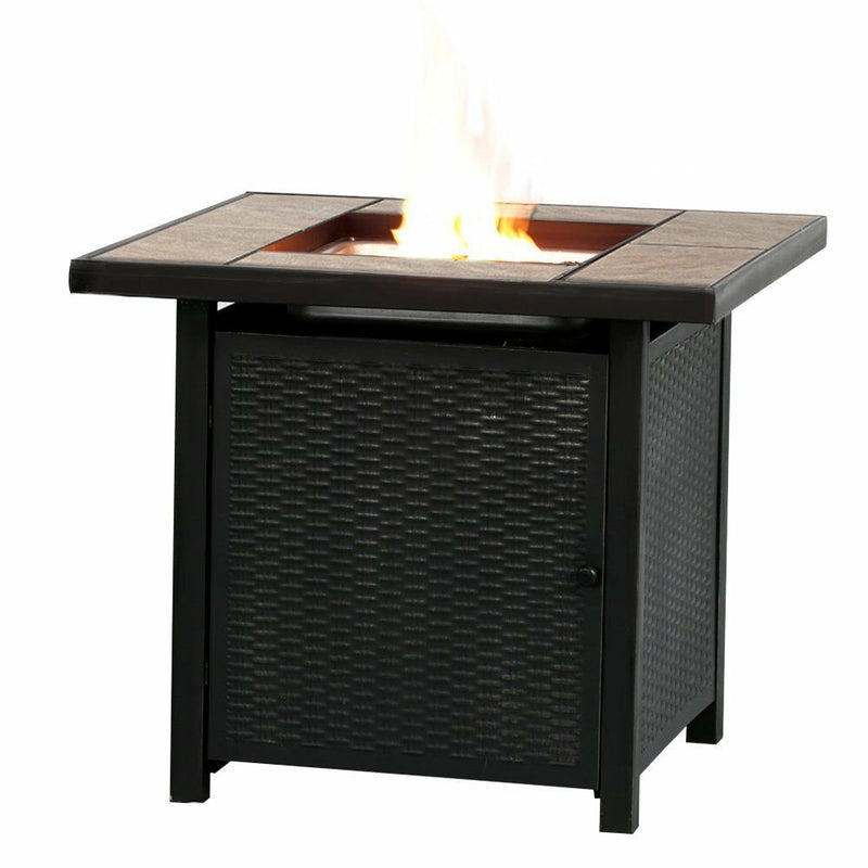 Premium Outdoor Propane Patio Heater Gas Fire Pit Blue Table Glass - Morealis