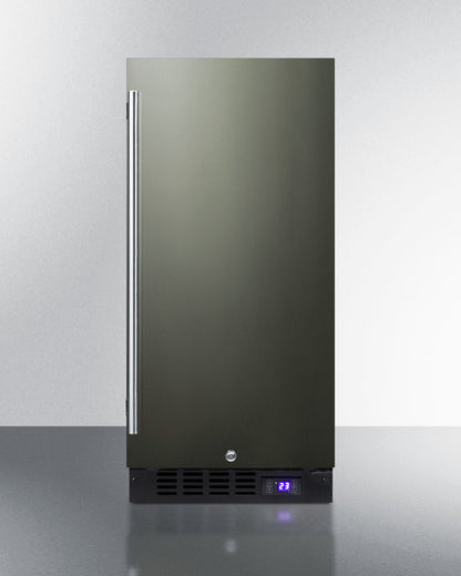 Summit 15" Frost-Free Built-In All-Freezer with Black Stainless Steel Door