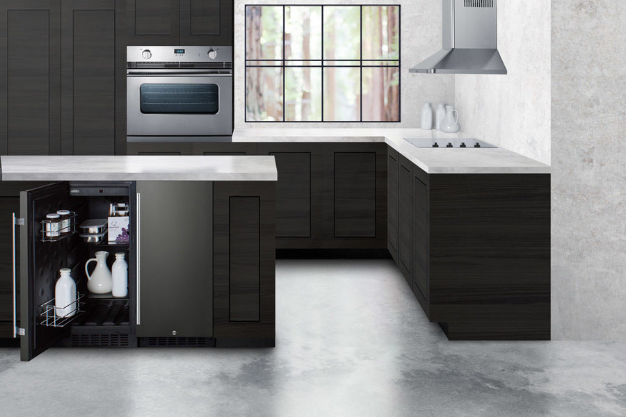 Summit 15" Frost-Free Built-In All-Freezer with Black Stainless Steel Door