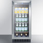 Summit 15" Wide Built-In Glass Door Beverage Center with Stainless Steel Cabinet 