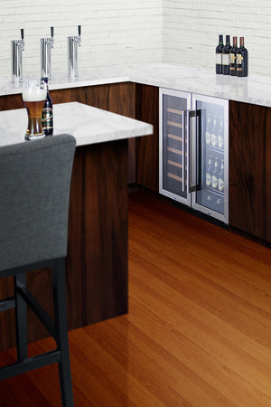 Summit 15" Wide Built-In Glass Door Beverage Center with Stainless Steel Cabinet 