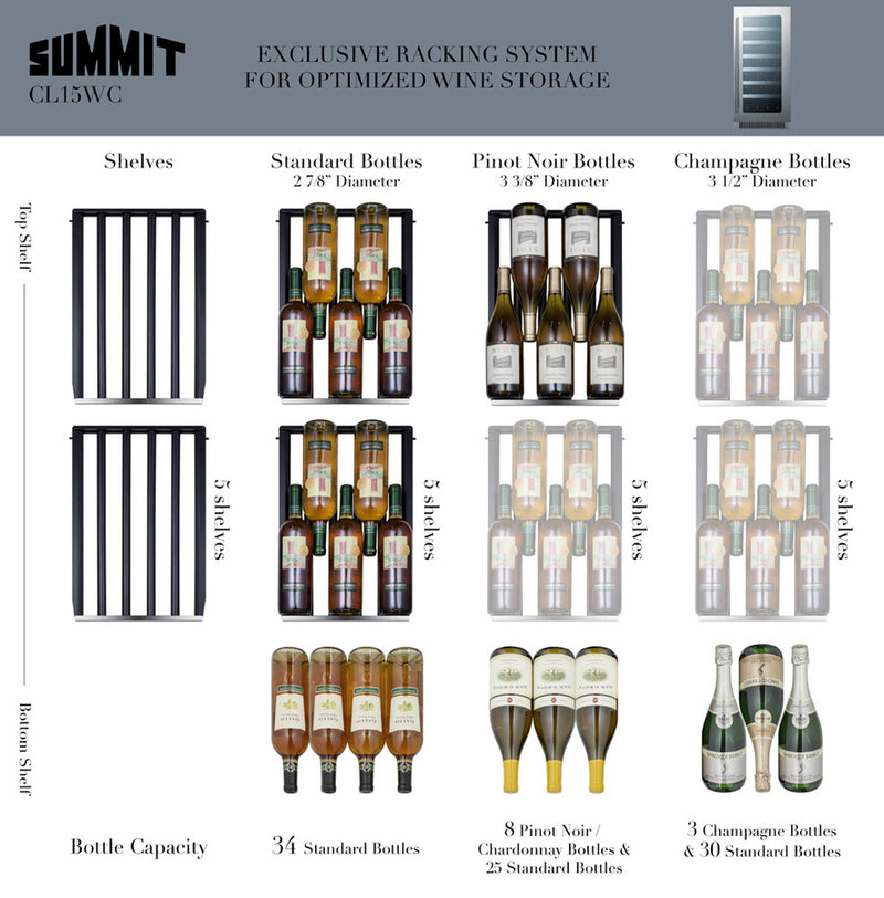 Summit 15" Wide Built-In Wine Cellar - CL15WCCSS