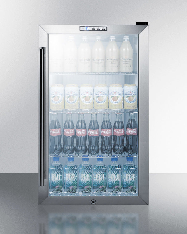 Summit 19" Wide Glass Door Beverage Center with Black Cabinet