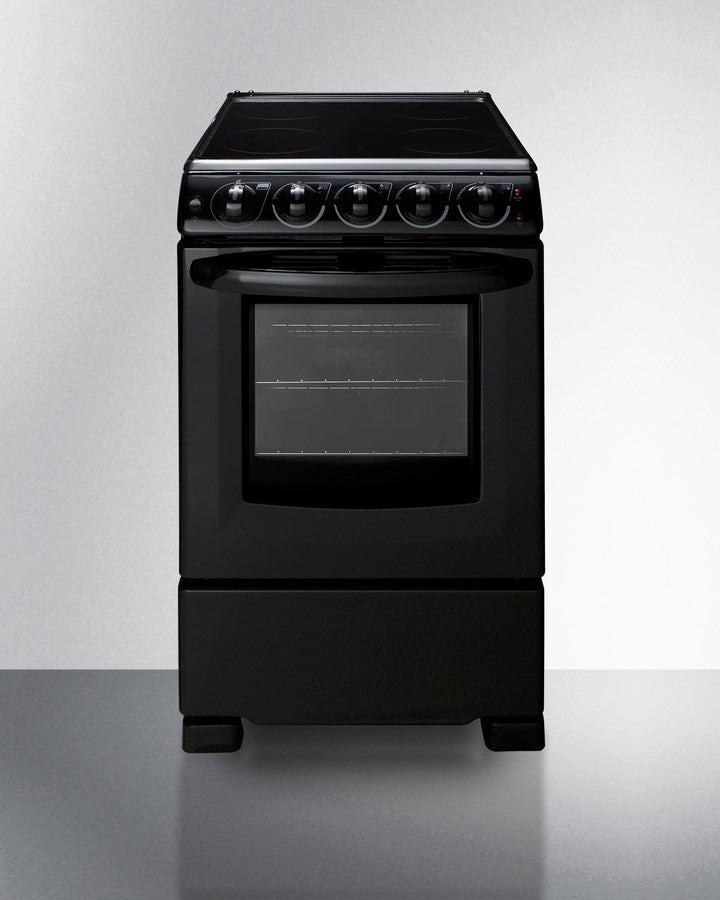 Summit 20" Wide Electric Smooth-Top Range in Black