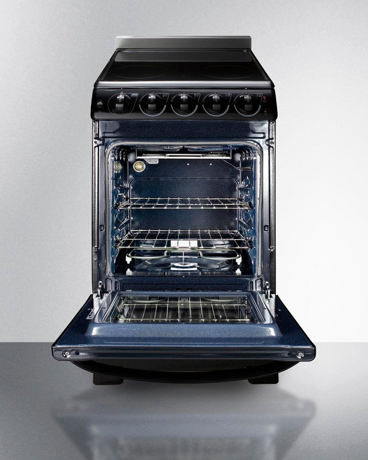 Summit 20" Wide Electric Smooth-Top Range in Black