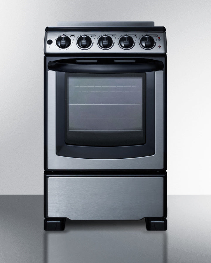 Summit 20" Wide Electric Smooth-Top Range in Stainless Steel