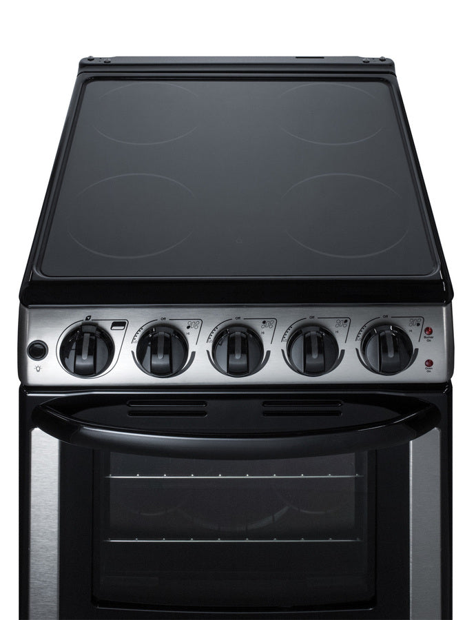 Summit 20" Wide Electric Smooth-Top Range in Stainless Steel