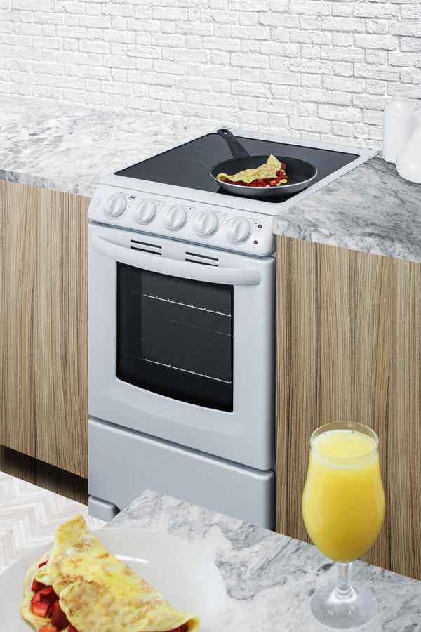Summit 20" Wide Electric Smooth-Top Range in White