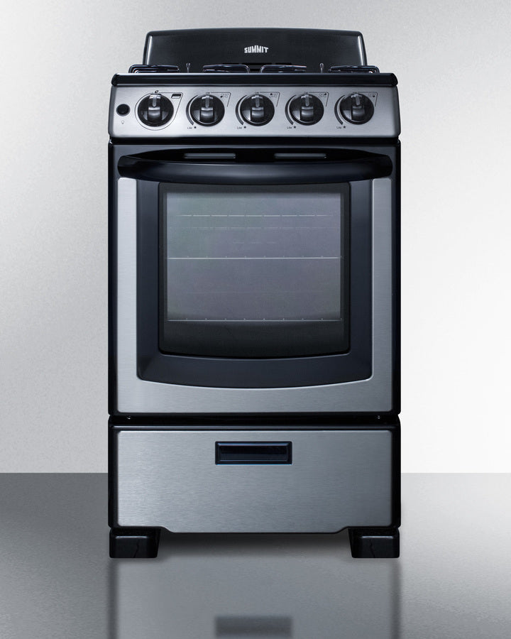 Summit 20" Wide Gas Range in Stainless Steel with Electronic Ignition